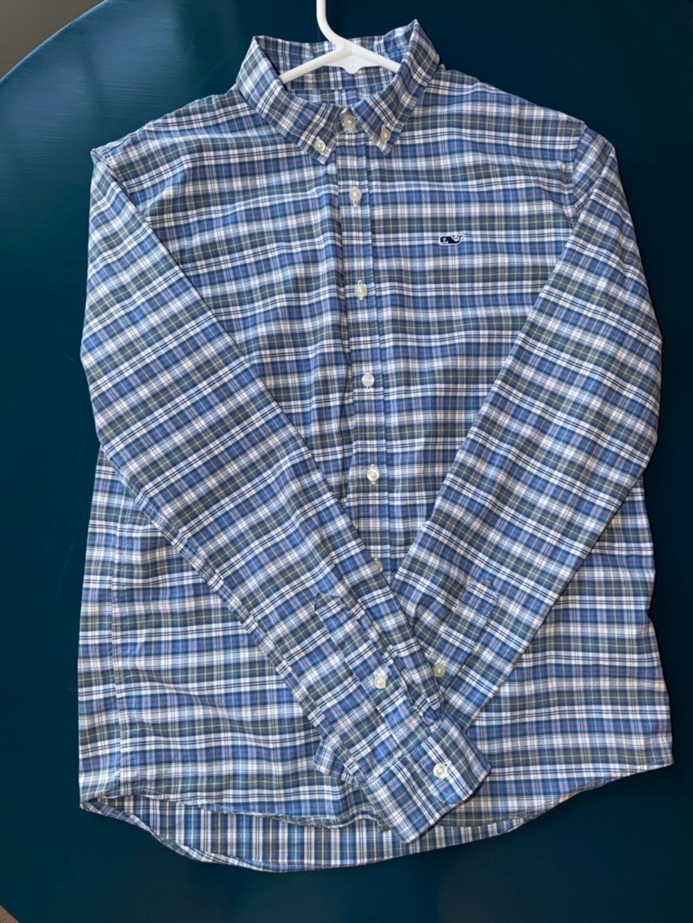 Vineyard Vines Blue and White Plaid Button-Down Shirt